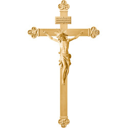 Cristo Pisa en cruz barroca con Titulus Crucis en hebreo - latín - griego